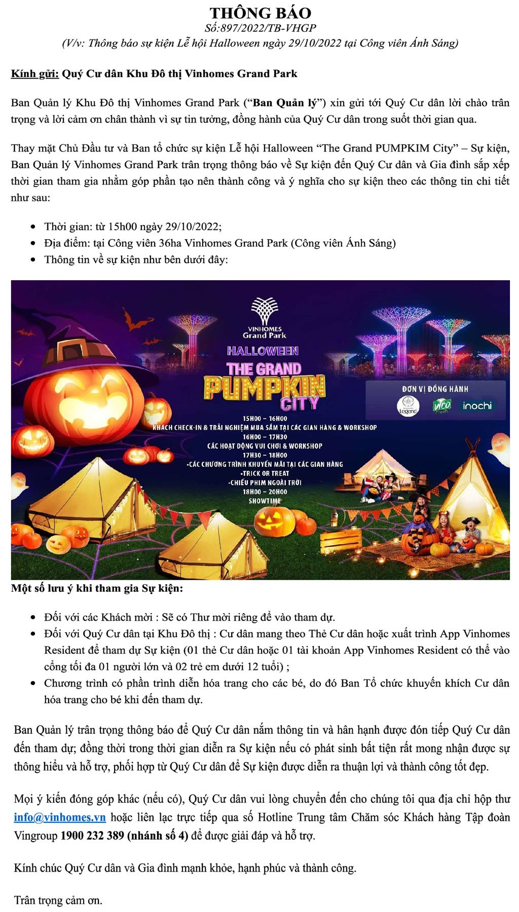 Lê Hội Halloween ngày 29_10_2022 tại Công viên Ánh Sáng Khu Đô thị Vinhomes Grand Park