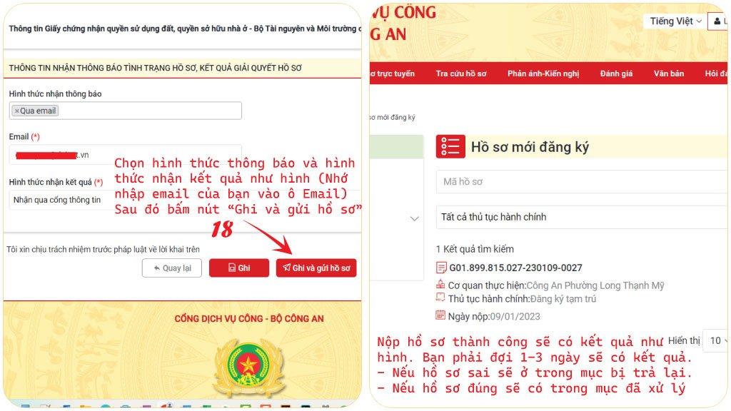 Chọn hình thức nhận thông báo